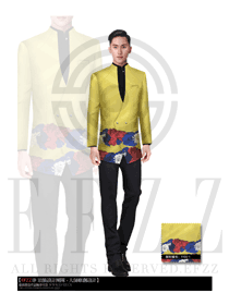 淺黃色男款西裝酒店經(jīng)理服裝款式圖406