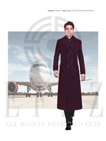 原創(chuàng)設(shè)計棗紅色男款大衣款空乘制服款式圖810