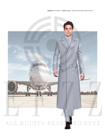 新款淺灰色大衣款空乘制服款式效果圖811