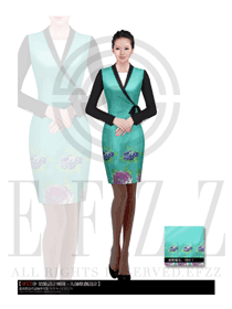 青綠色水療會所大堂總臺收銀接待制服設(shè)計圖298