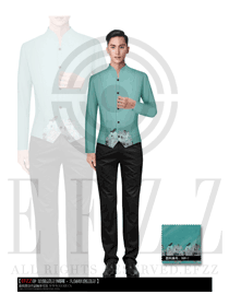 時(shí)尚淺青色男款中餐服務(wù)員制服設(shè)計(jì)圖1414
