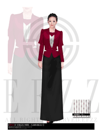 新款玫紅色女款酒店西餐咨客服裝設(shè)計圖533