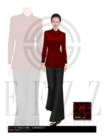 新款酒紅色女款酒店大堂經(jīng)理制服設(shè)計圖894