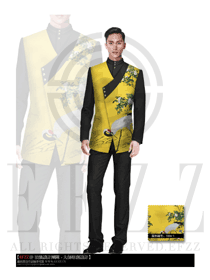 新款亮黃色男款酒店大堂經(jīng)理制服設(shè)計圖932