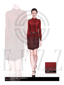 玫紅色女秋冬職業(yè)裝制服款式設(shè)計圖1099