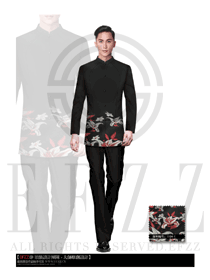 新款黑色長(zhǎng)袖男款中餐服務(wù)員制服設(shè)計(jì)圖1767