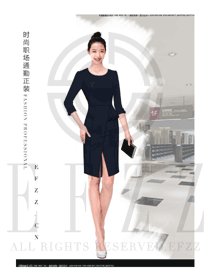 藏藍色女款女職業(yè)裝夏裝制服設(shè)計圖739