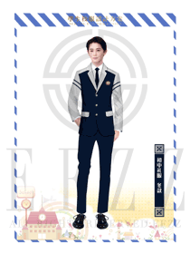 臧藍(lán)色長袖男款學(xué)生服校服款式設(shè)計圖022