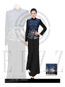 新款藏藍色女款酒店西餐咨客服裝設計圖388