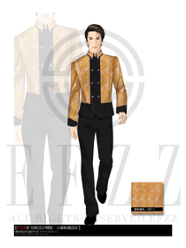 新款淺黃色男款中餐服務(wù)員制服設(shè)計圖1253