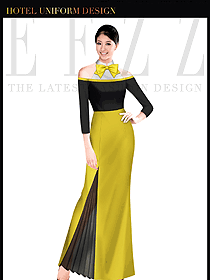 淺黃色女款KTV夜總會(huì)咨客制服款式設(shè)計(jì)圖337