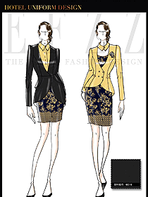 時(shí)尚淺黃色連衣裙款夜總會(huì)KTV服務(wù)員制服設(shè)計(jì)圖610