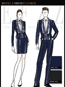 新款深藍(lán)色男女款夜總會KTV服務(wù)員制服設(shè)計圖617