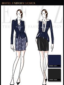 新款深藍色女款夜總會KTV服務(wù)員制服設(shè)計圖620