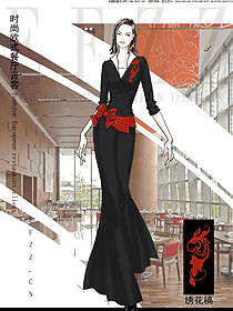 新款黑色女款酒店西餐咨客服裝設(shè)計圖573