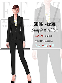 原創(chuàng)制服設(shè)計(jì)長(zhǎng)袖女款專賣店?duì)I業(yè)員服裝款式圖1574