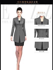 深灰色女秋冬職業(yè)裝制服款式設(shè)計圖1494