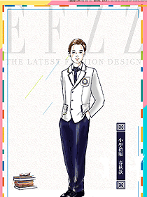 原創(chuàng)設計白色小學生禮服校服制服款式圖033