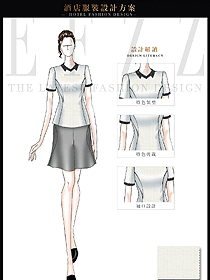 淺灰色短袖女款水區(qū)更衣服務(wù)員服裝款式圖222