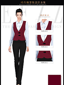 時尚棗紅色女職業(yè)裝馬夾服裝款式圖341