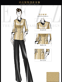 金色長(zhǎng)袖女款按摩技師服裝款式圖1429