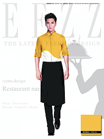 時(shí)尚橙黃色男款酒店民族特色服裝款式設(shè)計(jì)圖188