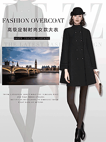 黑色女職業(yè)裝大衣服裝款式效果圖206