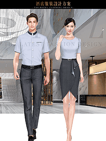 時(shí)尚灰藍(lán)色男女款星級(jí)酒店大堂經(jīng)理制服設(shè)計(jì)圖1188