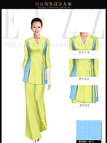 淺黃色女款SPA水療會所咨客制服設計圖432