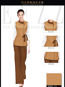 時尚金橙色女款美容SPA會所服務(wù)生服裝款式圖625