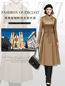 原創(chuàng)制服設(shè)計卡其色女職業(yè)裝大衣服裝款式圖208