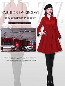 紅色女職業(yè)裝大衣服裝款式效果圖212