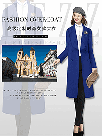 時尚藍色女職業(yè)裝大衣制服設(shè)計圖219