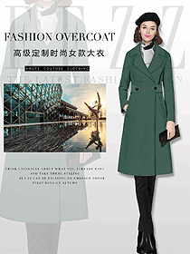 淺綠色女職業(yè)裝大衣服裝款式效果圖226