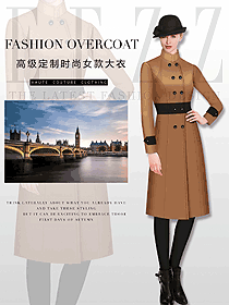 駝色女職業(yè)裝大衣服裝款式效果圖229