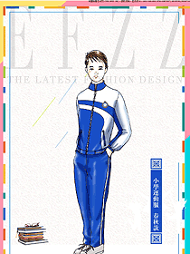 原創(chuàng)設(shè)計藍白條紋運動款學生服校服款式圖040