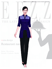 時(shí)尚深藍(lán)色女款民族特色酒店服裝款式設(shè)計(jì)圖198