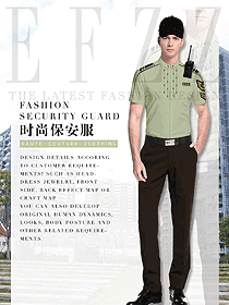 時(shí)尚豆綠色男款短袖保安服制服設(shè)計(jì)圖355