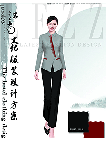 新款淺灰色女款中餐服務(wù)員制服設(shè)計(jì)圖2001