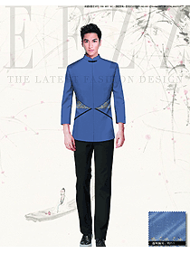 新款淺藍色長袖男款民族特色酒店服裝款式圖210