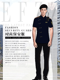 深藍色男款短袖保安服款式圖357