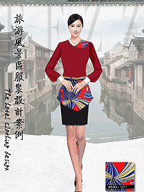 新款紅色長(zhǎng)袖女款民族特色酒店服裝款式圖216