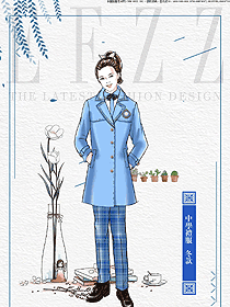 原創(chuàng)設計淺藍色女款學生服校服款式圖047