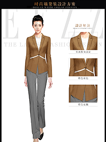 時尚咖啡色女秋冬職業(yè)裝服裝設(shè)計圖1508