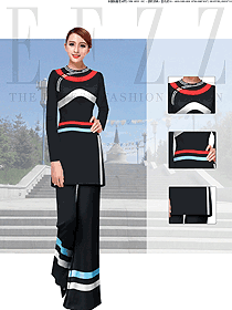 時尚黑色女款民族特色酒店制服設計圖231