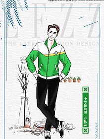 時(shí)尚綠色男款學(xué)生服校服款式設(shè)計(jì)圖052
