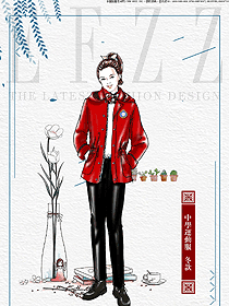 原創(chuàng)設(shè)計紅色長袖女款學(xué)生服校服款式圖053