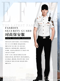 原創(chuàng)制服設(shè)計(jì)白色男款短袖保安服款式設(shè)計(jì)圖364