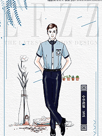 原創(chuàng)設計淺藍色短袖男款學生服校服款式圖068
