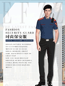 新款藏藍(lán)色男款短袖保安服款式設(shè)計(jì)圖368
